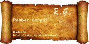 Raaber Gergő névjegykártya
